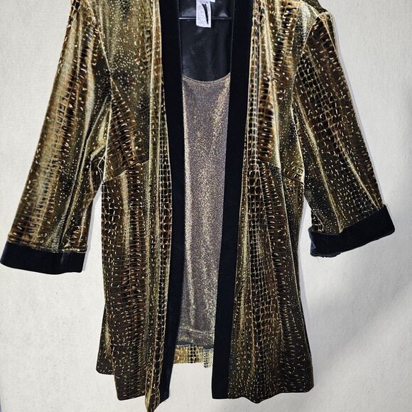 R & M Richards Woman Eveningwear Jacket Cardigan Blouse Size 16 Gold Shimmer - Picture 4 of 11